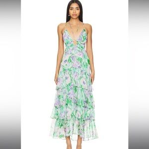 ASTR Aneira Dress in Taupe Purple Floral